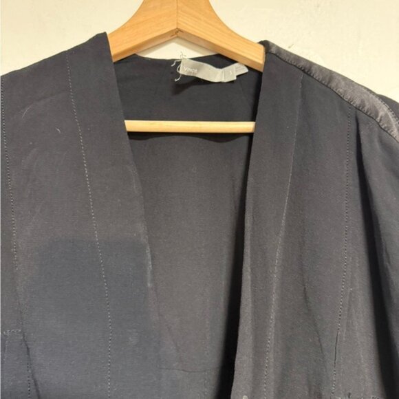 Vince Black Button-Front Jacket with Satin Trim & D-Ring Detail Size S - Picture 6 of 11